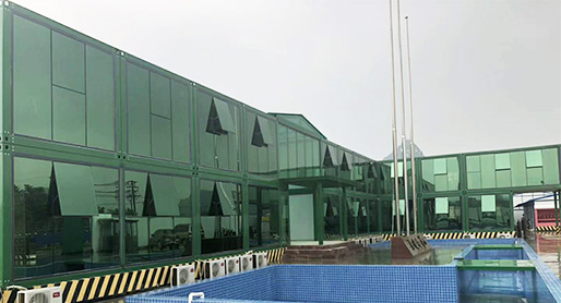 luxury green container house edifícios de escritórios de parede de vidro